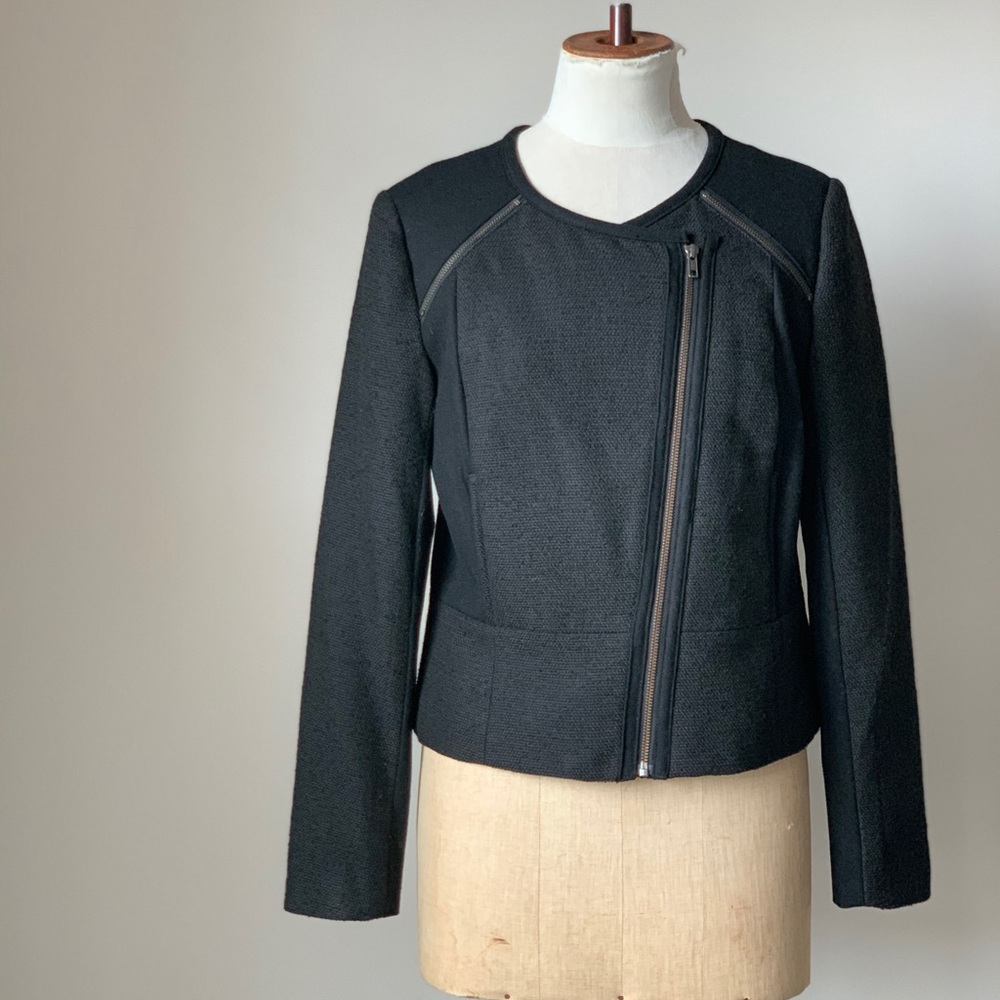 Halogen by Nordstrom Black Tweed Moto Jacket Sz M